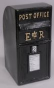 A BLACK PAINTED E. R. IRON, REPRODUCTION POST BOX. 24ins high.