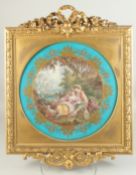 A VERY GOOD 18TH CENTURY SERVES PORCELAIN CIRCULAR PLAQUE. After 