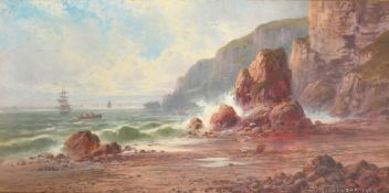 Sidney Yates Johnson (1890-1926), British, A shore scene with large cliffs and boulders, seagulls