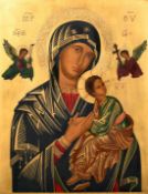 Late 19th Century Continental School, 'Our Lady of Perpetual Help', an icon, oil on gilded and