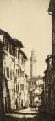 William Douglas Macleod (1892-1963), 'Palace Tower, Siena', etching, signed in pencil, 10.5