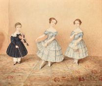 Early 19th Century English school, a group portrait of three children, watercolour, 10