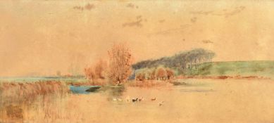 T. H. Leslie, Ducks on a pond, watercolour, signed and dated '92, 8.5