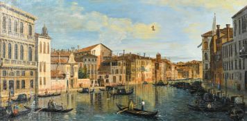 Circle of Edward Pritchett (19th Century), gondolas on a Venetian canal, oil on canvas, 10