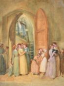 Harriet Kempe (fl. 1867-1892) British, The morning bell at a girls school, watercolour, 19.25