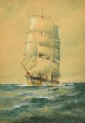 William Minshall Birchall (1884-1941) British, 'A New Zealand Clipper', watercolour, indistinctly