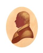 Edward Ward Foster, Circa 1820, a pair of silhouettes of a lady and gentleman, gilt heightened, each