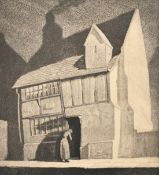 Leslie Moffat Ward (1888-1978), a street scene with figures and cats, lithograph, 12