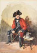 Circle of Lady Elizabeth Butler, A Chelsea pensioner, watercolour, inscribed and initialled, 13