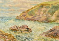 Margaret Fisher Prout (1875-1963), a rocky cove, oil on canvas laid onto board, signed, 16