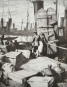 Leslie Moffat Ward (1888-1978), 'Among the Tugs Holland', engraving, 9.75