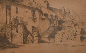 David Young Cameron (1865-1945) Scottish, 'Old Bridge Inn, Partick', etching, signed in pencil, 5