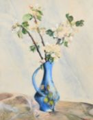 Charles Pasche, Circa 1961, a still life of flowers in a blue jug, watercolour, signed and dated,