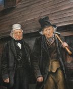 19th Century English School, 'Two John Oddys, Father and Son, the Old Smithy Forge', pastel, 21