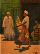 Circle of Gumery, Circa 1920, an Arab market place, oil on canvas, signed with initials, 8