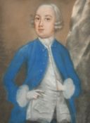 18th Century, A three quarter length portrait of a gentleman wearing a blue coat, pastel, 13.25