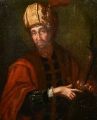 19th Century School, a half-length portrait of an Eastern ruler holding a sword, oil on canvas, 17.