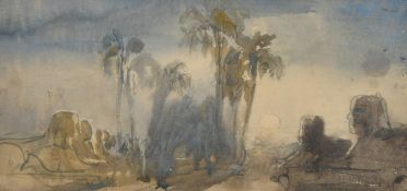 Circle of William James Muller, the avenue of the Spinxes, watercolour, 7