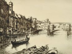 William Douglas Macleod (1892-1963), 'Ponte Vecchio, Florence', etching, signed in pencil, 9.25
