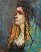 Attributed to Joseph Mikhailovich Levin (1894-1979) Russian, Portrait of a woman wearing a head