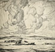 Leslie Moffat Ward (1888-1978), 'Storm Clouds on a Lakeland River', etching, signed in pencil, 11
