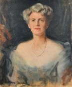 Cowan Dobson (1894-1980) British, a head and shoulders portrait study of a female figure wearing a