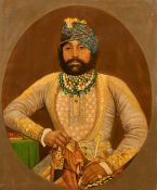 Indian School, Circa 1900, a portrait of Jaswant Singh II, Maharajah of Jodhpur (1873-1895), oil