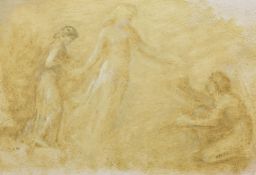 Attributed to Edward Calvert (1799-1883), 'Vision of Youth', oil on paper, 6.25