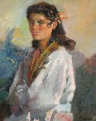 Porcar, 20th Century, a half-length study of a young female, oil on panel, signed, 17