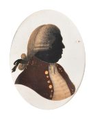 W. Phelps, Circa 1787, a pair of silhouette miniatures, ink and watercolour, signed and dated and