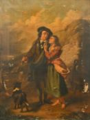 19th Century School, country lovers on a pathway, oil on canvas, 24