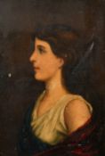 Agnes Dearden (1840-1890), a head study of an elegant lady in profile, oil on canvas, 14