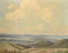 Charles Frederick Dening (1876-1953) British, 'Poole from Studland', oil on canvas, signed, 16