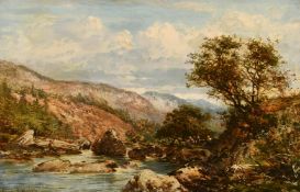 William E Harris (1860-1930) British, anglers at a rocky pool, oil on canvas, signed, 12