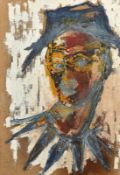 Possibly French School, a head study of Harlequin, oil on canvas, indistinctly signed verso and