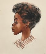 Marjorie Sinclair (20th Century), a head study of an African lady in profile, watercolour, 6.75