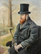 Eric Charles Jones, circa 1963, 'Dreams of Yesterday', scene of a bearded gentleman seated ina park,