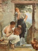 19th Century English School, a Grecian Urn painter, watercolour, 6.25