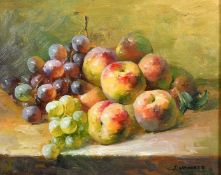 J. Howard (20th Century) A pair of still lifes of mixed fruit , oils on board, both signed and 8
