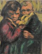 20th Century, A woman holding a child, oil on board, 19.75