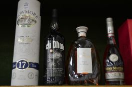 Bowmore 17 year old Scotch Whisky, Hennessy cognac and other items.