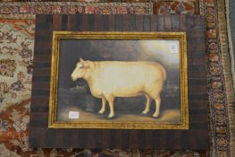 Farm animals, colour prints, a set of six uniformly framed and glazed.