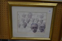 Hugh McKenzie, Head Studies, watercolour on paper.