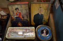 Collectors tins, sewing equipment etc.