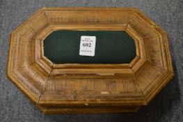 A straw work combination sewing box/games box.