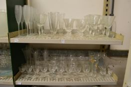 A quantity of drinking glasses.