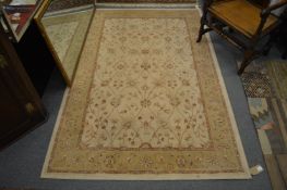 An Indian rug, cream ground with floral decoration 200cm x 133cm.