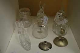 Glass bunny rabbits etc.