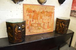 A pair of Chinese hexagonal shaped storage boxes.