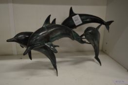 W W Carmeon, Limited edition bronze sculpture of dolphins.